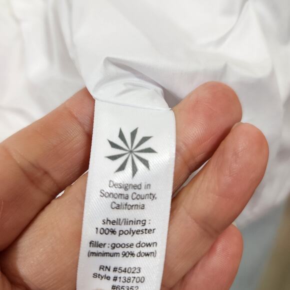 Athleta white with gray trim goose down lightweight puffer jacket womans size XL - Picture 5 of 10